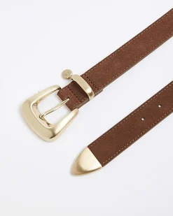 Brown Suede Buckle Belt