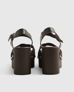 Brown Suede Clog Wedge Sandals