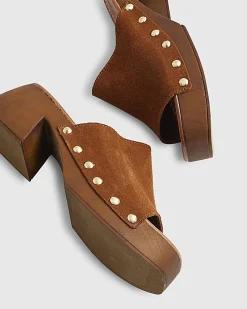 Brown Suede Clogs