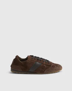Brown Suede Elastic Back Trainers
