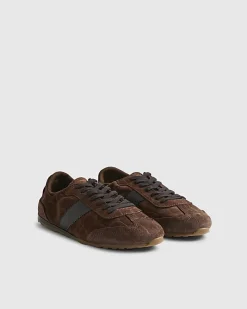 Brown Suede Elastic Back Trainers
