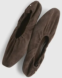 Brown Suede Elastic Ballet Pumps