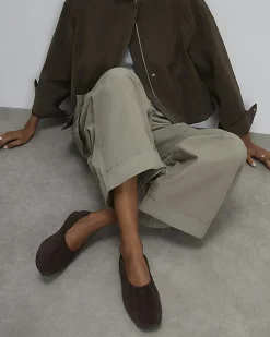 Brown Suede Elastic Ballet Pumps