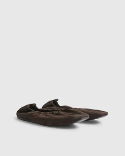 Brown Suede Elastic Ballet Pumps