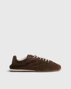Brown Suede Lace Up Trainers