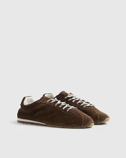 Brown Suede Lace Up Trainers
