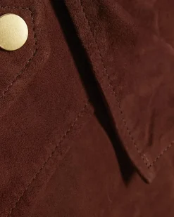 Brown Suede Oversized Bomber Jacket