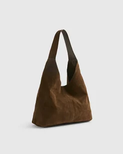 Brown Suede Slouch Shoulder Bag