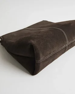 Brown Suede Squared Clutch Bag