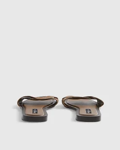 Brown Suede Twist Strap Sandals