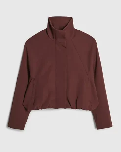 Brown Tailored Funnel Neck Bomber Jacket