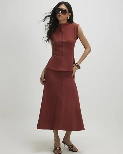 Brown Textured Full Skirt