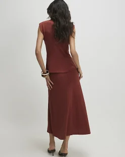 Brown Textured Full Skirt
