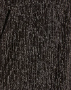 Brown Textured Wide Leg Trousers