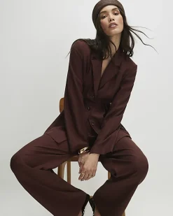 Brown Tie Waist Shacket