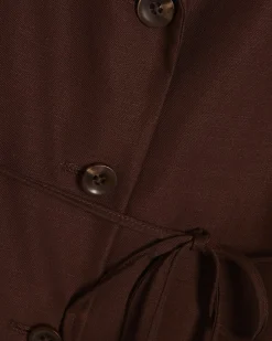 Brown Tie Waist Shacket