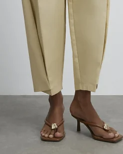 Brown Toe Thong Heeled Sandals