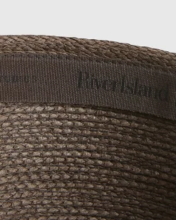Brown Turn Back Pillbox Hat