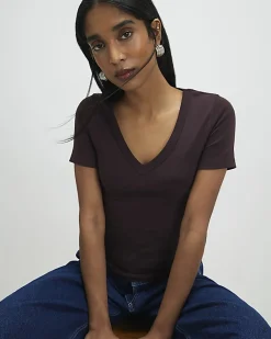 Brown V Neck T-Shirt