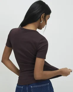 Brown V Neck T-Shirt