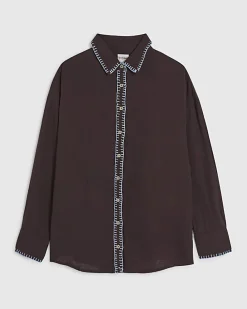 Brown Whipstitch Beach Shirt