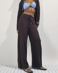Brown Whipstitch Drawstring Trousers