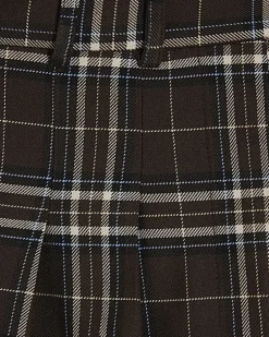 Brown Wide Leg Check Trousers