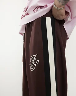 Brown Wide Leg Side Stripe Joggers