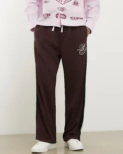 Brown Wide Leg Side Stripe Joggers