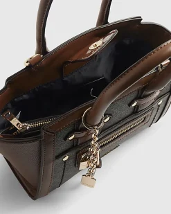 Brown Winged Panelled Zip Tote Bag