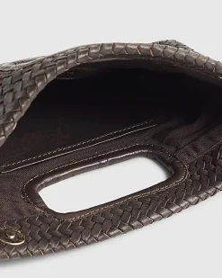Brown Woven Leather Clutch Bag