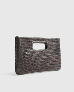 Brown Woven Leather Clutch Bag