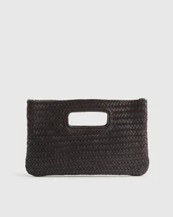 Brown Woven Leather Clutch Bag