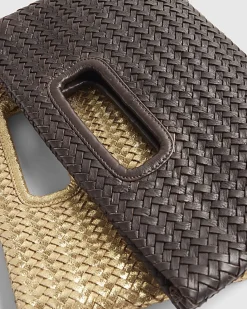 Brown Woven Leather Clutch Bag