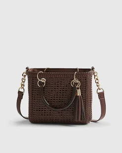 Brown Woven Mini Tote Bag