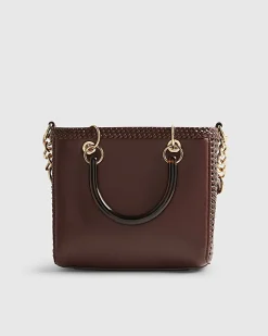 Brown Woven Mini Tote Bag