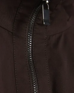 Brown Zip Front Cropped Shacket