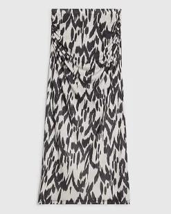 Cream Abstract Print Maxi Skirt