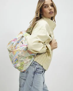 Cream Abstract Print Soft Holdall Bag