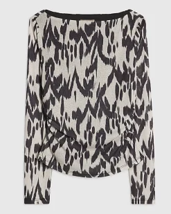 Cream Abstract Print Top