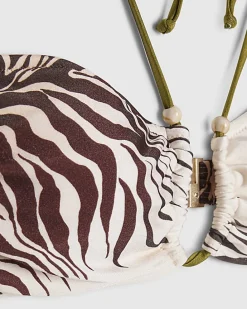 Cream Animal Print Bikini Top