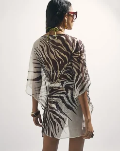 Cream Animal Print Mini Kaftan