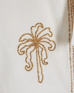 Cream Beaded Mini Skirt