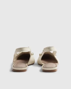 Cream Bow Slingback Pumps