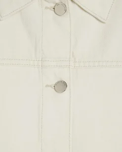 Cream Button Through Denim Dress
