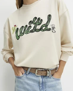 Cream Cactus Embroidered Sweatshirt