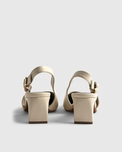 Cream Chisel Toe Slingback Court Heels