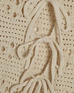 Cream Collared Crochet Cardigan