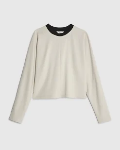 Cream Colour Block Batwing Sweatshirt