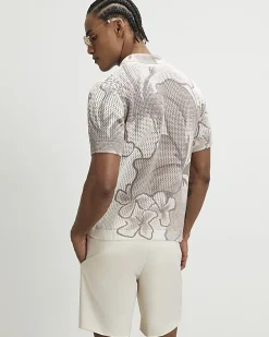 Cream Crochet Polo Shirt